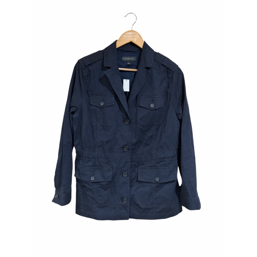 Talbots Utility Jacket Navy Blue Button Front Lig… - image 1